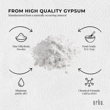 Orku 20Kg Fine Calcium Sulphate Gypsum Powder - Dihydrate Food Grade FCC E516