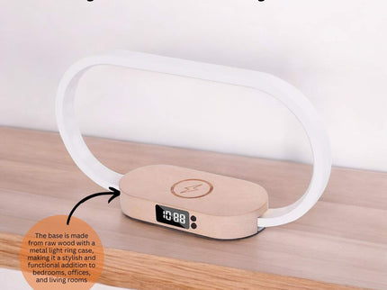 Wireless Phone Charger Table Lamp - USB Port Charging Bedside Light With Clock