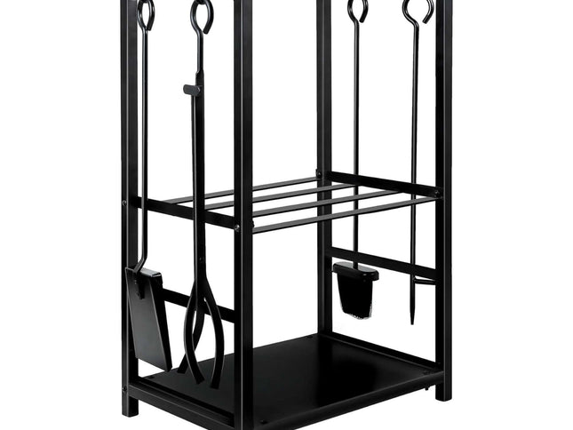 Social Hike Firewood Rack Stand and Fireplace Tool Set for Log Holder Storage