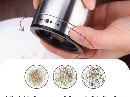 Kitchee Stainless Steel Salt Pepper Spice Grinder Mill - Adjustable Coarseness