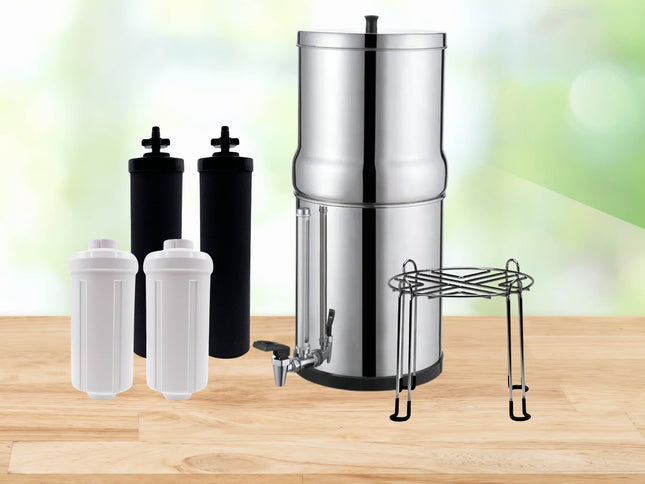 Orku 11L Gravity Benchtop Water Filter + Gauge-Stainless Steel Fluoride Removal