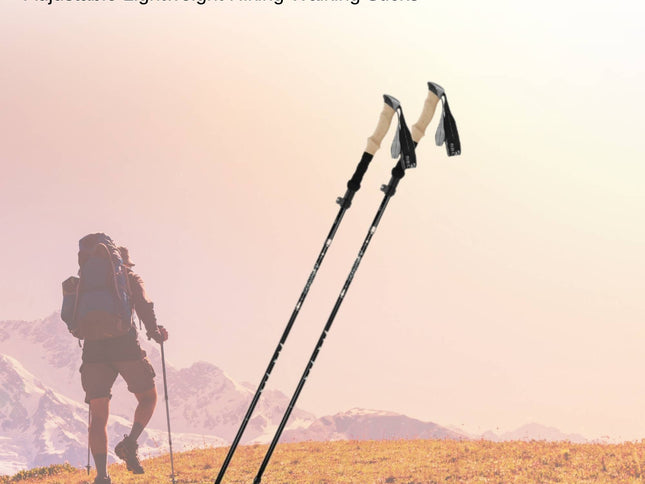 Social Hike Trekking Poles Set of 2 Adjustable Lightweight Hiking Walking Sticks