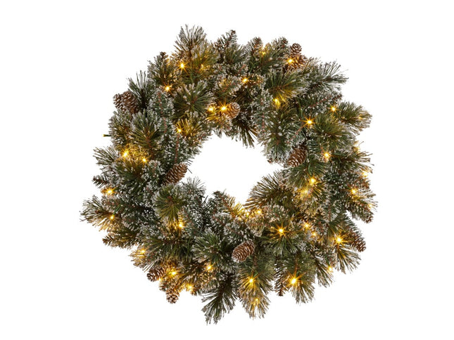 Christabelle 61cm Christmas Wreath Cashmere Pine with LED Lights Front Door Decoration Ornament