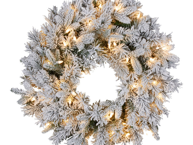 Christabelle Christmas Wreath Snowy Atica Pre-Lit with LED Lights Front Door Decoration Ornament