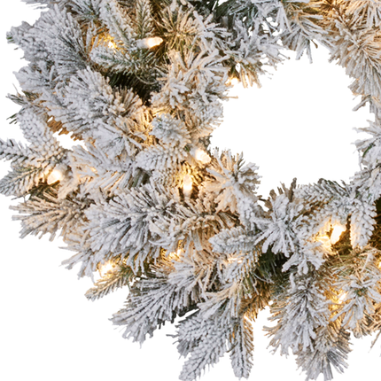 Christabelle Christmas Wreath Snowy Atica Pre-Lit with LED Lights Front Door Decoration Ornament