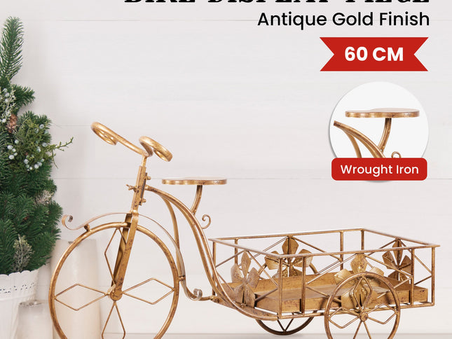 Christabelle Antique Gold Bicycle Christmas Tree Display Decoration Ornament
