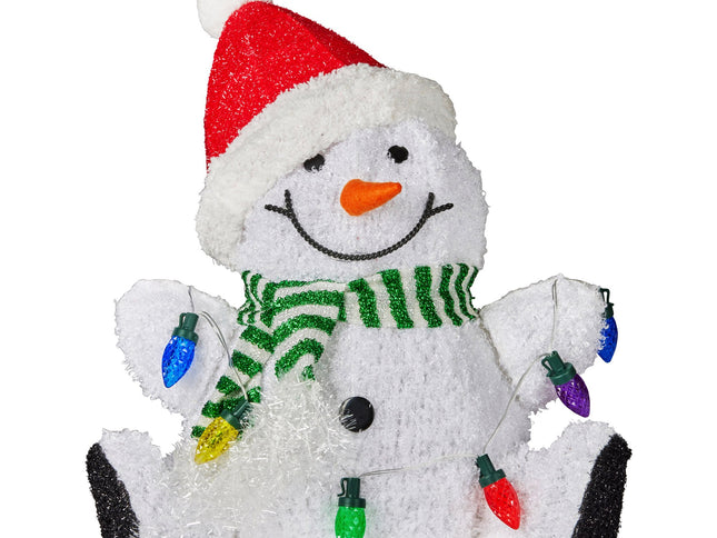 Christabelle Sitting Christmas Snowman Display With Lights - 40cm
