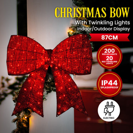 Christabelle 91cm Christmas Display Bow With Led And Twinkle Lights Festive Decoration