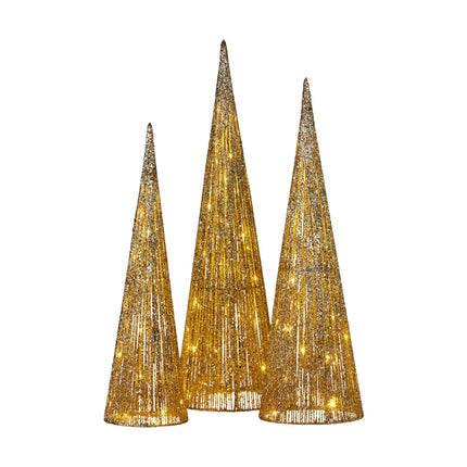 Christabelle 3pc Christmas Tree Indoor Outdoor Display Decoration LED Lights Front Yard Lawn Statue Ornament