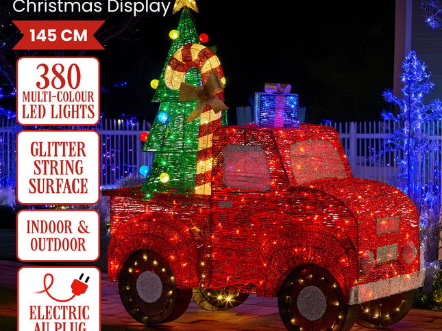 Christabelle 1.4m Christmas Tree Truck Indoor Outdoor Display Decoration LED Lights Front Yard Lawn Statue Ornament