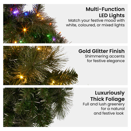 Christabelle 1.22m Split 2pc Christmas Wreath with LED Lights Pine Dual Front Doors Decoration Ornament