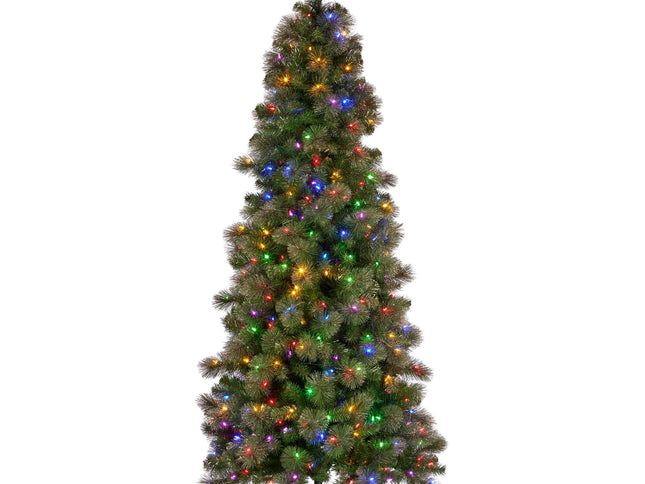 Christabelle 7.5ft Christmas Tree Slim Glittery Gold Pine Led Lights Xmas Decor