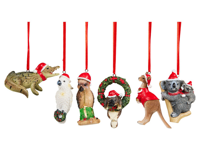 Christabelle Box of 6 Assorted Aussie Animals Christmas Tree Decorations