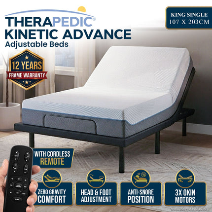 Therapedic Kinetic Advance Adjustable King Single Bed Base with Head Tilt