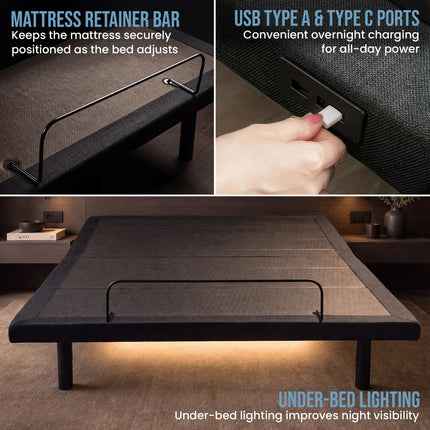 Therapedic Kinetic Advance Adjustable Queen Bed Base with Head Tilt