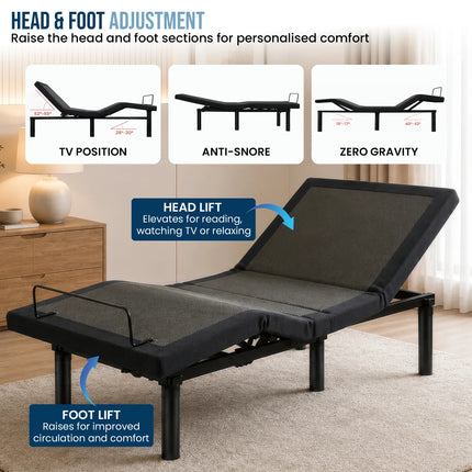 Therapedic Motion Adjustable King Single Bed Base with Wireless Remote