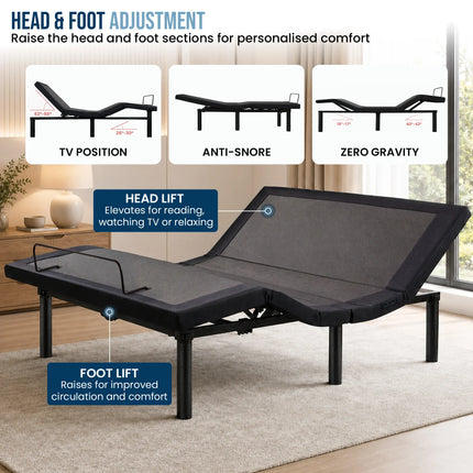 Therapedic Versa Adjustable Double Bed Base with Massage Function