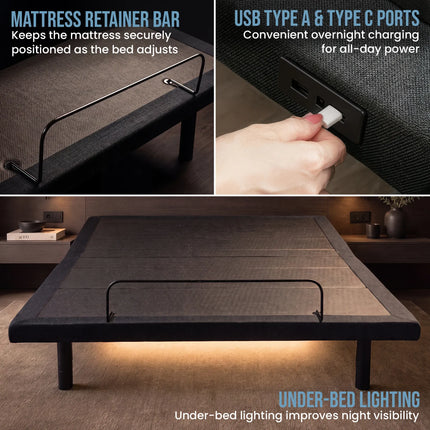 Therapedic Versa Adjustable Double Bed Base with Massage Function