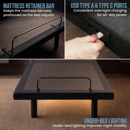Therapedic Versa Adjustable Long Single Bed Base with Massage Function