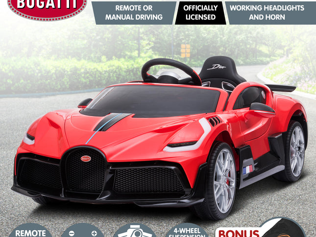 Kahuna Licensed Bugatti Divo Kids Electric Ride On Car - Red