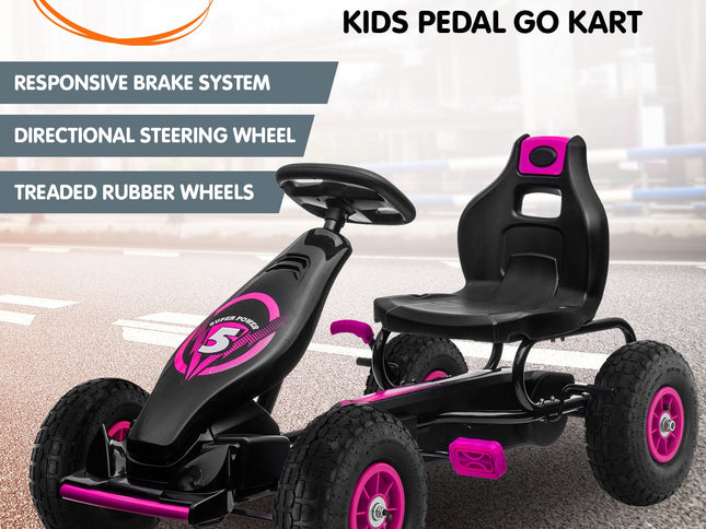 Kahuna G18 Kids Ride On Pedal Go Kart - Rose Pink