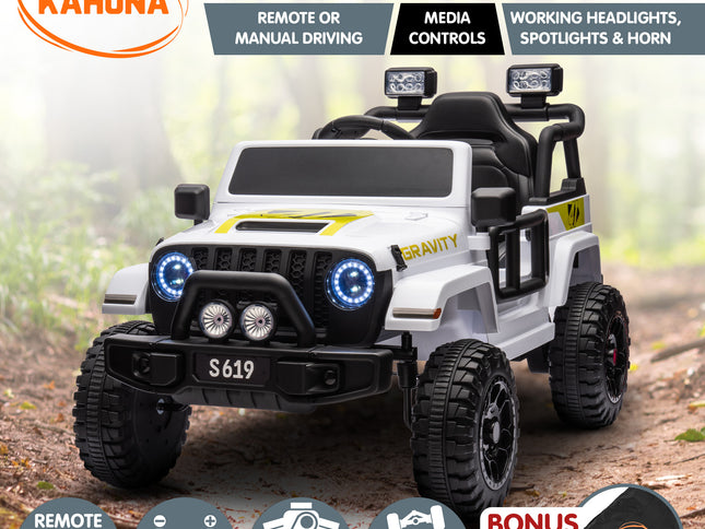 Kahuna S619 Gravity Kids Electric Ride On Car - White