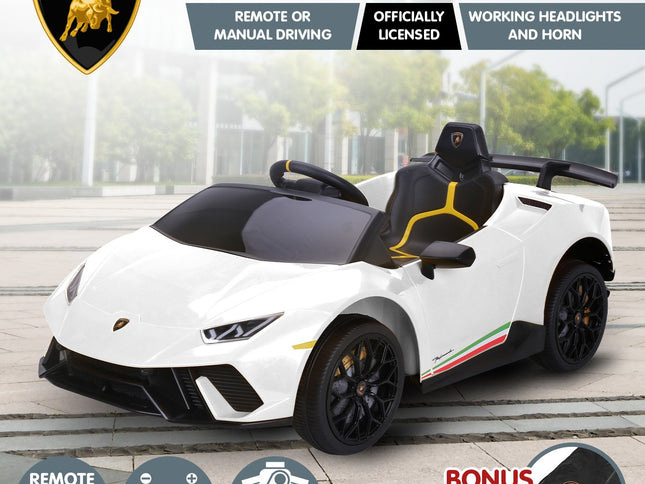Kahuna Lamborghini Performante Kids Electric Ride On Car Remote Control by Kahuna - White