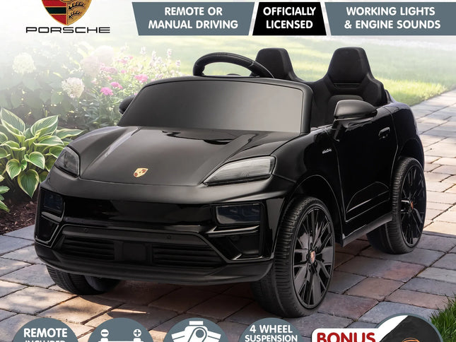 Kahuna Black Porsche Macan Turbo EV Kids Ride On Car 12V Electric Car