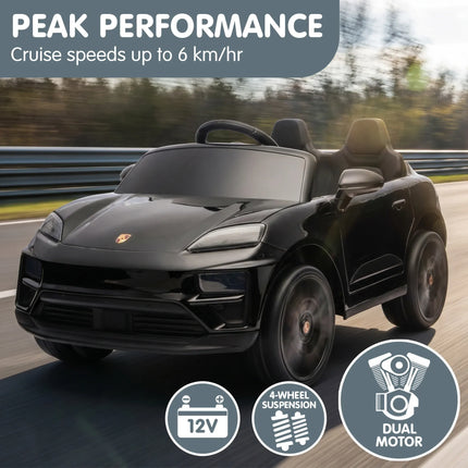 Kahuna Black Porsche Macan Turbo EV Kids Ride On Car 12V Electric Car