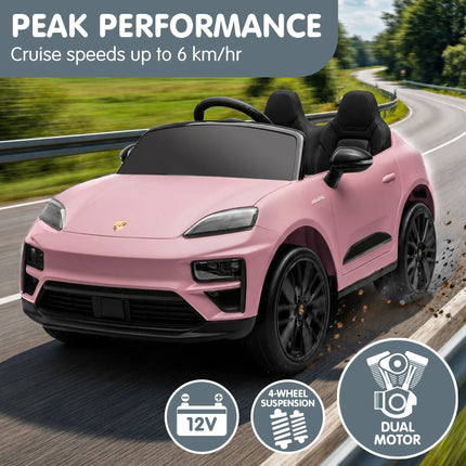 Kahuna Pink Porsche Macan Turbo EV Kids Ride On Car 12V Electric Car