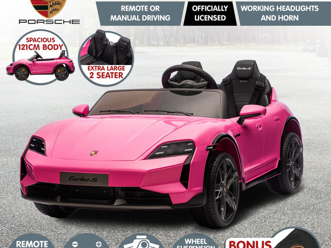 Kahuna Porsche Taycan Turbo S Kids Electric Ride On Car w/Remote Control 90W Four Wheel Suspension 2 Seater w/Seat Belt