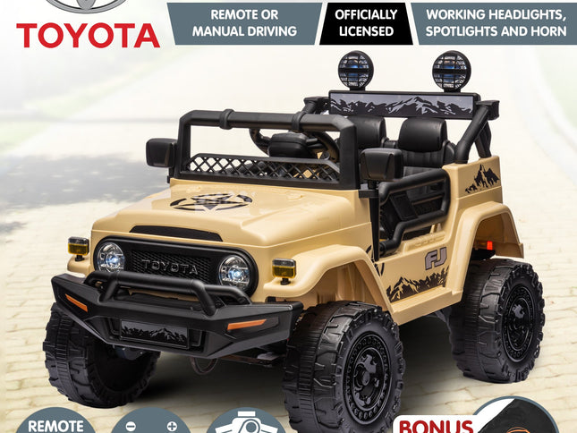 Kahuna Authorised Toyota Fj Cruiser Kids Electric Ride On Car - Khaki