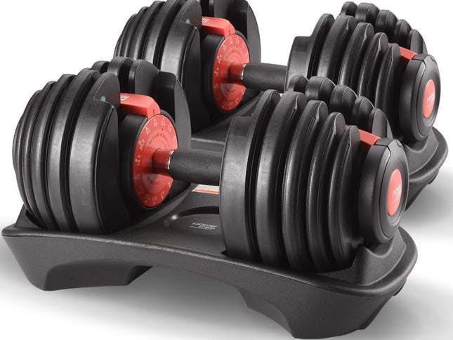 Powertrain 48kg Adjustable Dumbbells 15-in-1 Home Gym Weights – Red