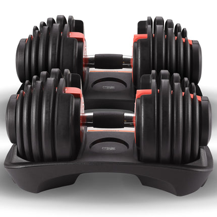 Powertrain 48kg Adjustable Dumbbells 15-in-1 Home Gym Weights – Red