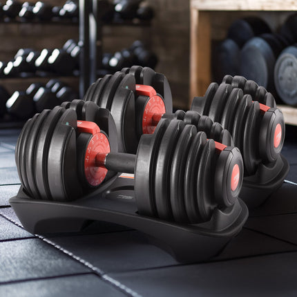 Powertrain 48kg Adjustable Dumbbells 15-in-1 Home Gym Weights – Red