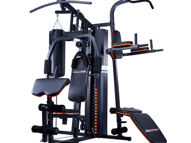 Powertrain Multi Station Home Gym 150lbs Weights Punching Bag