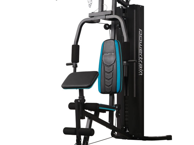 Powertrain JX-300 Multi Station Home Gym 44kg Weight Stack Cable Machine, Curl Pad Leg Extension and Pull-down Bar