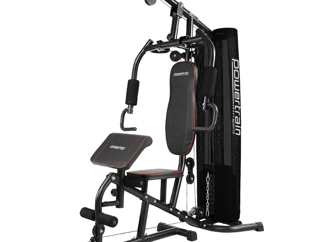Powertrain Multi Station Home Gym With 68kg Weights Preacher Curl Pad