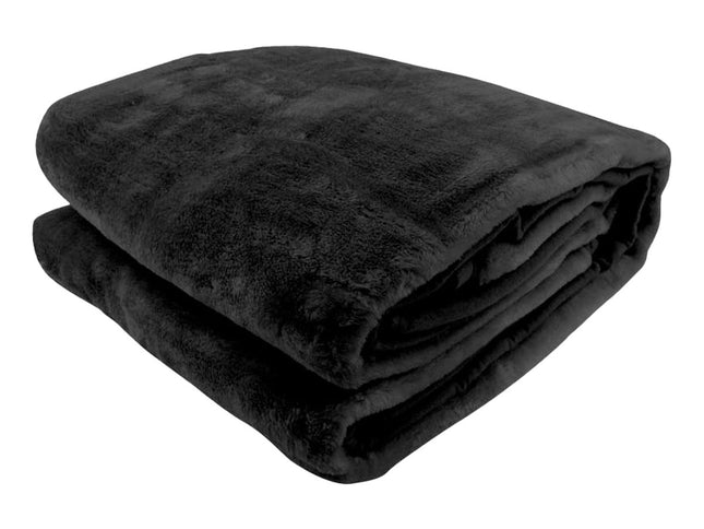 Laura Hill 800-gsm Faux Mink Throw Rug Blanket Queen Size Double-sided Large Super Luxurious Soft Heavy - Black