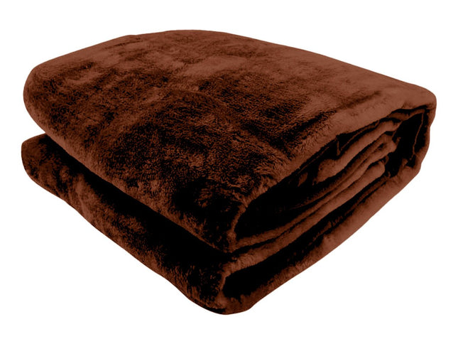 Laura Hill Faux Mink Blanket 800GSM Heavy Double-Sided - Chocolate