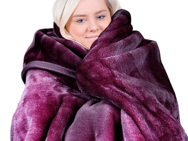 Laura Hill Double-sided Large 220 X 240cm Faux Mink Throw Rug Blanket 800-gsm Heavy - Purple