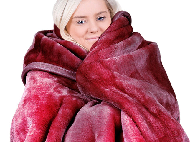 Laura Hill Double-sided Large 220 X 240cm Faux Mink Throw Rug Blanket 800-gsm Heavy - Red