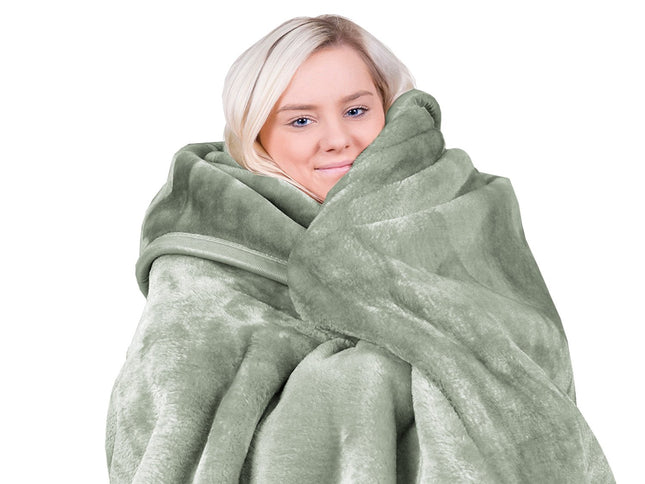 Laura Hill 800-GSM Mink Blanket Queen Size Double-Sided Soft Plush Bed Faux Throw Rug 220 X 240cm Heavy Sage
