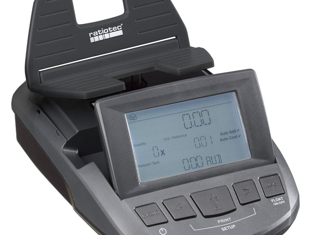 Ratiotec Digital Coin Note Money Counter Currency Scales Australian Notes Portable - Made In Germany
