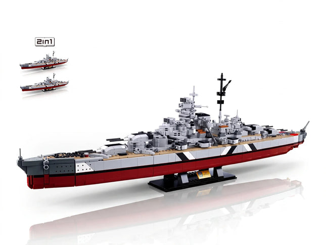 Sluban B1102 Model Kit WWII Bismarck Battleship Large Scale Warship Navy Vessel Boat