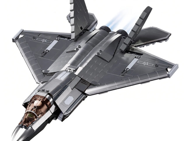Sluban B1186 Model Kit 1:44 J35 Carrier Fighter Chinese Stealth Jet Plane Modern PLAAF