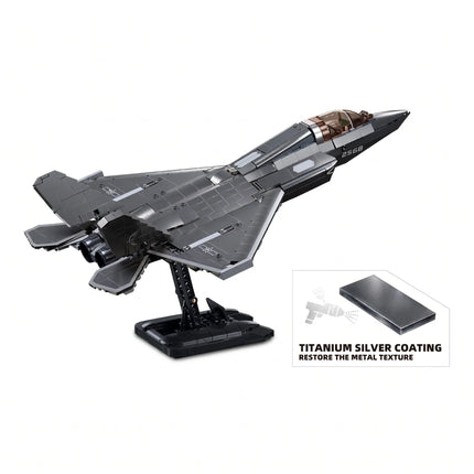 Sluban B1186 Model Kit 1:44 J35 Carrier Fighter Chinese Stealth Jet Plane Modern PLAAF Building Blocks DIY Set Toy