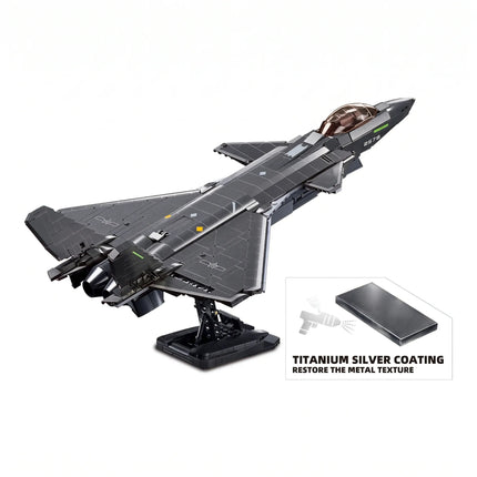 Sluban B1187 Model Kit 1:44 J20 Mighty Dragon Chinese Stealth Fighter Jet Plane Modern PLAAF Building Block DIY Set Toy