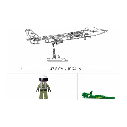 Sluban B1187 Model Kit 1:44 J20 Mighty Dragon Chinese Stealth Fighter Jet Plane Modern PLAAF Building Block DIY Set Toy