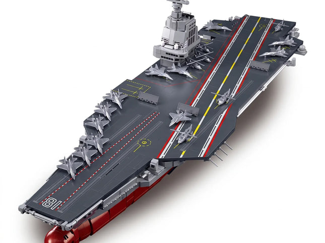 Sluban B1188 Model Kit 1:450 Aircraft Carrier Fujian Type 003 Chinese PLAN Warship Navy Vessel Boat